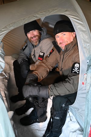 Aldo Kane and Jason Fox training in northern Sweden, ahead of taking on a 500km Arctic Ultra in March along with Brian Wood and Karl Hinett. 