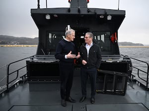 Sir Keir Starmer travelling with Norwegian Prime Minister Jonas Gahr Store on a boat