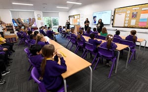 Pooja Kanda, mother of murdered Ronan Kanda, visited Lanesfield Primary School, Wolverhampton, to talk to children about knife crime.