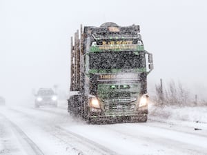 Lorry driving in the snow