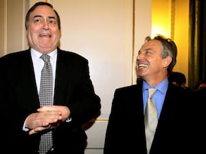 John Prescott laughing with Sir Tony Blair