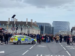 The scene on Westminster Bridge following an incident which has left a man fighting for his life in hospital