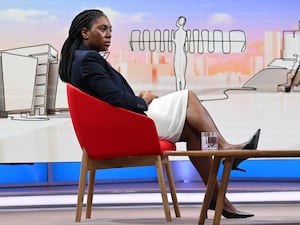 Kemi Badenoch on the set of Sunday with Laura Kuenssberg