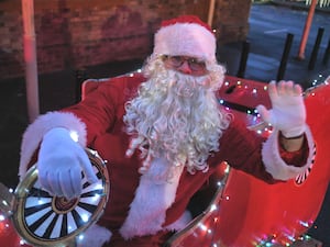 Santa on his sleigh at the start of the Llandrindod Wells light switch-on event.Image: Andy Compton