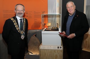 Mayor of Shrewsbury David Vasmer visited the Sun and Fire, Life and Death at the Dawn of History exhibition at Shrewsbury Museum and Art Gallery. Picture by Phil Blagg Photography.
