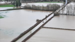 The motorist and the dog can be seen on the roof of the vehicle towards the top of the picture taken by Graeme Paddison of From Above Drone Photography.