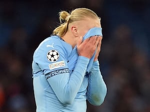 Erling Haaland playing for Manchester City