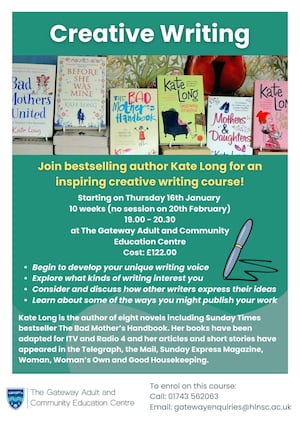 Details of Creative Writing course, with international best seller Kate Long