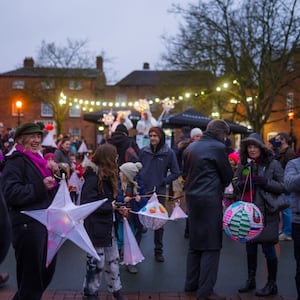 The lantern parade at the Love Oswestry Winter Festival of Arts and Culture.