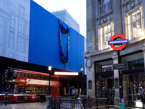 A view of the boarding outside Ikea's new store due to be opened on London's Oxford Street