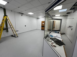 The X-ray room at the Victoria Memorial Hospital in Welshpool has been cleared ready for the new units.