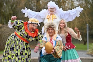 The Crown Players are getting ready for their annual panto, Mother Goose. Performers, Simon Whitehouse, Heidi Hughes, Miley Dean and Nic O'Sullivan