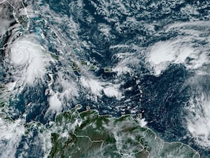 This satellite image provided by NOAA shows Hurricane Rafael on Wednesday