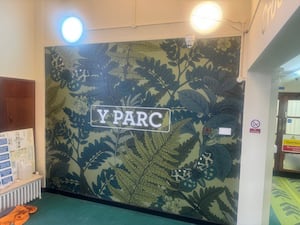 The mural at Y Parc offices in Newtown