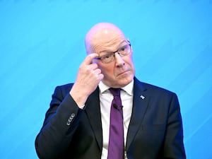 First Minister of Scotland John Swinney delivers a speech at the ground breaking ceremony of the Oligonucleotide Manufacturing Innovation Centre of Excellence at Medicines Manufacturing Innovation Centre in Paisley