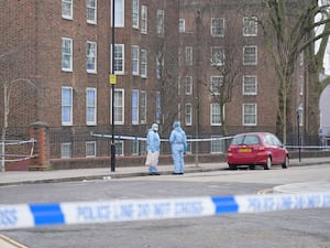 Police at the scene in Hackney