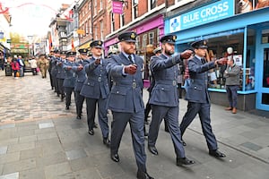 The parade through Shrewsbury.