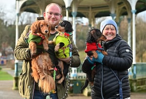 Ewan Rutledge and Annabel Williams with Cecil, Wilbur and Rufus.