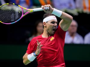 Rafael Nadal unleashes a forehand