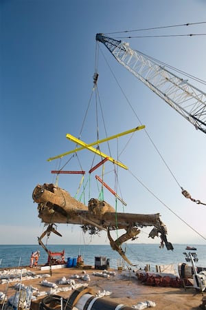 The Dornier Do 17 being recovered in 2017. 