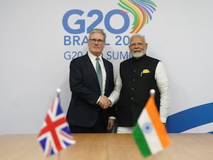 Prime Minister Sir Keir Starmer during a bilateral meeting with Indian prime minister Narendra Modi