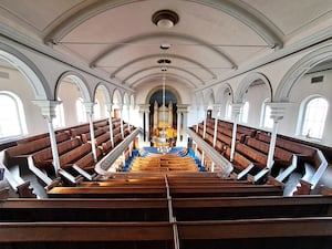 The impressive galleried congregation hall