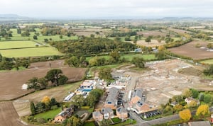 Progress at the new Shrewsbury development, captured from the skies