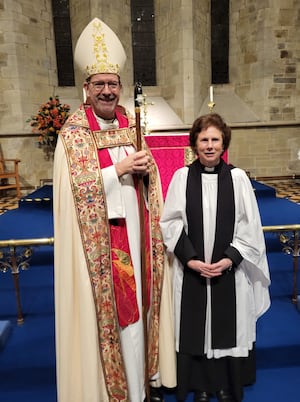 The Bishop of Hereford, the Right Reverend Richard Jackson and Reverend Canon Sally Welch.