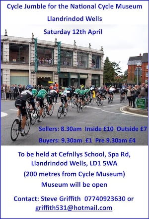 Staff at the UK's National Cycle Museum in the  Automobile Palace, Llandrindod Wells  are looking forward to  their  annual Cycle Jumble on Saturday, April 12.