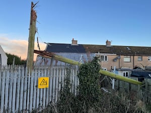 A broken telegraph pole in Co Down