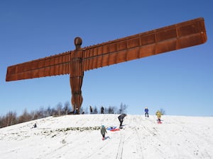 Angel of the North in a snowy setting