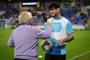 Football freestyler Jay Rosa performed at Shrewsbury Town last month. 