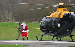 RAF Shawbury arranged for Santa to visit the PRH via helicopter