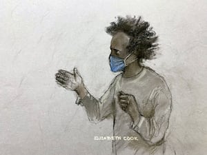 Court sketch of Axel Rudakubana, 18, shouting from the dock as he appeared at Liverpool Crown Court, for his sentencing hearing after he pleaded guilty to murdering three young girls in a knife attack at a Taylor Swift-themed dance class