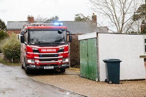 Firefighters at the property in Back Lane, Pontesbury.