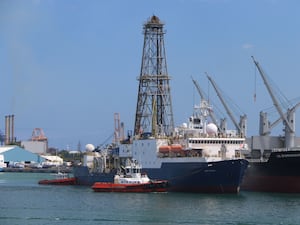 The JOIDES Resolution docking in Port Louis, Mauritius (Ian Hall/Cardiff University/PA)