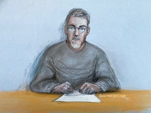 A court artist sketch of Daniel Andreas San Diego appearing via video link at Westminster Magistrates’ Court in London