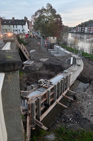 Construction on flood defences at Beales Corner, Bewdley, has been taking place since 2023