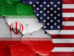 Flags of Iran and US