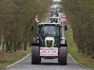 Farmers depart Thruxton Race Circuit, Hampshire, for a national tractor rally organised by Farmers To Action, calling for the scrapping of the changes to inheritance tax (IHT) rules, fairness in food pricing and national food security to protect and promote domestic food production