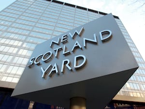 A general view of the New Scotland Yard sign