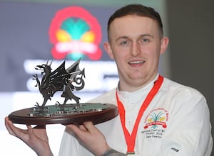 Sam Everton celebrates his National Chef of Wales triumph.