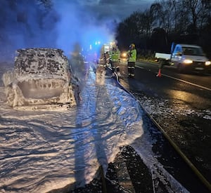 One lane of traffic was closed due to the smoke. Picture: Ellesmere Fire Station