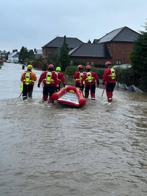 Gobowen was hit by floods. Picture: James Lewis/Oswestry Fire Station