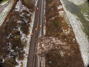 An aerial view of the landslip. Picture: Network Rail