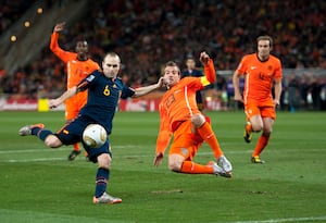 Matt Ashton's picture of Spain's Andres Iniesta scoring his World Cup winner. Picture: Matt Ashton/AMA