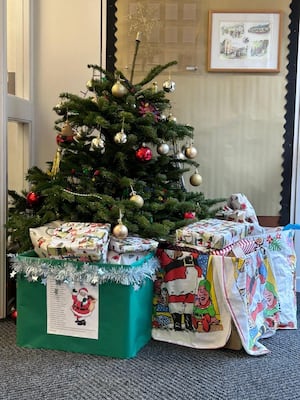 The many gifts that have been donated by the children at Lydbury North Primary School. 