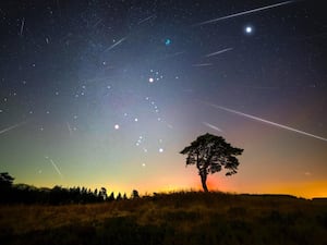 A shot of the Geminid meteor shower over Somerset