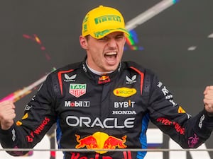 Max Verstappen celebrates winning last year's Brazilian Grand Prix