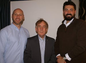 Shrewsbury Severn Rotary Club president David Morris (centre) flanked by bank visitors Mike Cooke (left) and Andy Buchan (right).